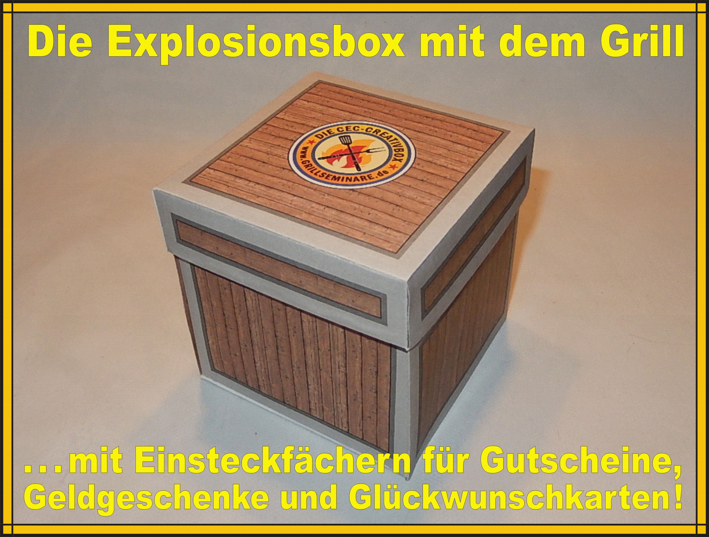 Explosionsbox mit Grill als creative Geschenkidee